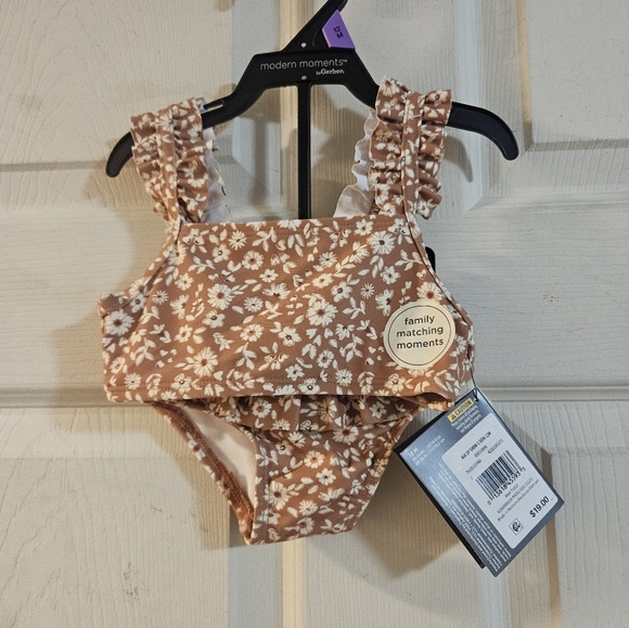 Modern Moments By Gerber Two Piece Bikini Set: Brown: NEW WITH TAGS: SIZE 12 MTH - Picture 1 of 4